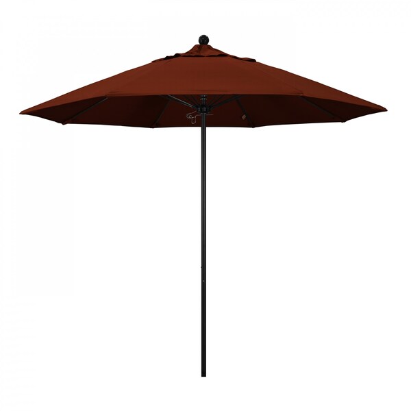 California Umbrella 9' Black Aluminum Market Patio Umbrella, Pacifica Brick 194061335901 - main